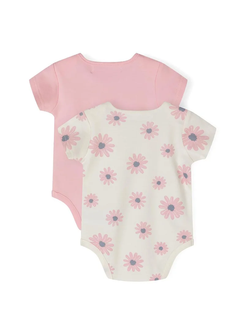 MINOTI Girls short sleeve bodysuit with print cream